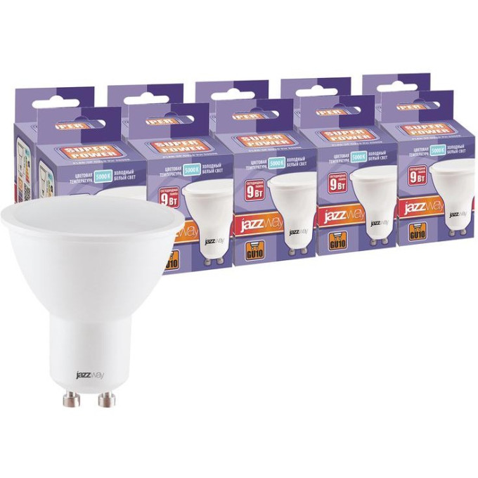 Лампа светодиодная JAZZWAY PLED-SP 9Вт PAR16 5000К GU10 230В 50Гц 10шт. 2859730